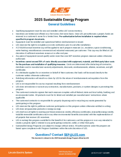 2025 Sustainable Energy Program General Guidelines