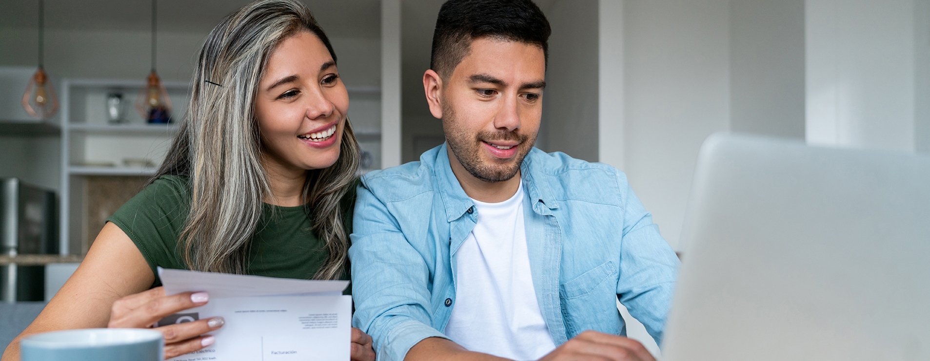 Family paying bill online